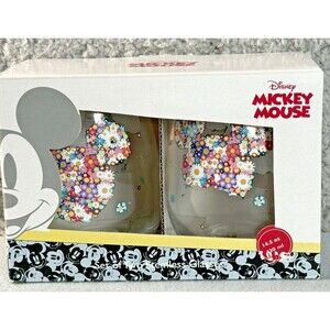 Jerry Leigh Multicolored Floral Mickey Mouse Outlined Stemless Multicolor